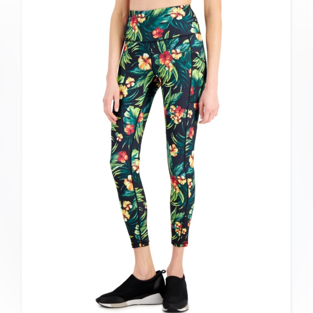 Ideology women’s floral tropical compression leggings cropped length size M